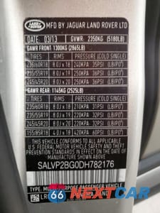 Zdjęcie 13 z 15 samochodu: 2013 LAND ROVER RANGE ROVER EVOQUE PURE PLUS VIN:SALVP2BG0DH782176 - miniatura