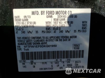 Zdjęcie 13 z 14 samochodu: 2013 FORD F150 SUPERCREW VIN:1FTFW1EF0DKG01950 - miniatura