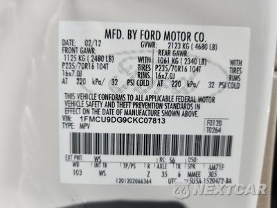 Zdjęcie 13 z 15 samochodu: 2012 FORD ESCAPE XLT VIN:1FMCU9DG9CKC07813 - miniatura