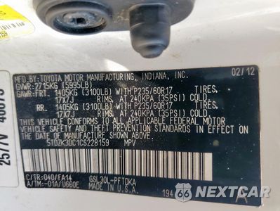 Zdjęcie 13 z 13 samochodu: 2012 TOYOTA SIENNA VIN:5TDZK3DC1CS228159 - miniatura