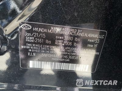 Zdjęcie 12 z 12 samochodu: 2015 HYUNDAI ELANTRA SE VIN:5NPDH4AE9FH636858 - miniatura