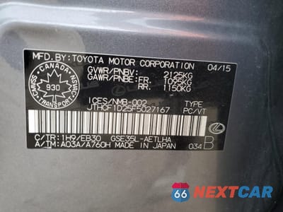 Zdjęcie 12 z 14 samochodu: 2015 LEXUS IS 250 VIN:JTHCF1D25F5027167 - miniatura