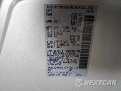Zdjęcie 12 z 14 samochodu: 2016 NISSAN PATHFINDER S VIN:5N1AR2MN0GC645974 - miniatura