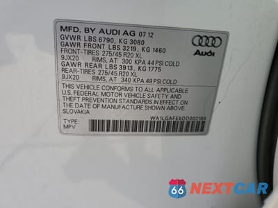Zdjęcie 14 z 14 samochodu: 2013 AUDI Q7 PREMIUM PLUS VIN:WA1LGAFE8DD002184 - miniatura