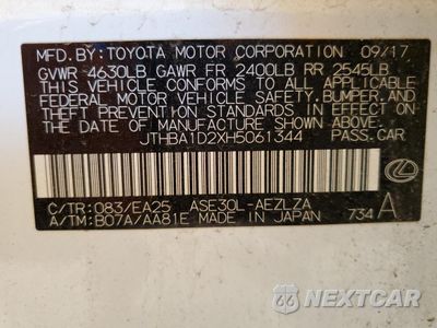 Zdjęcie 12 z 15 samochodu: 2017 LEXUS IS 200T VIN:JTHBA1D2XH5061344 - miniatura