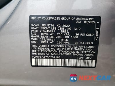 Zdjęcie 13 z 16 samochodu: 2025 VOLKSWAGEN ATLAS CROSS SPORT SEL PREMIUM R-LINE VIN:1V2FE2CA7SC202166 - miniatura