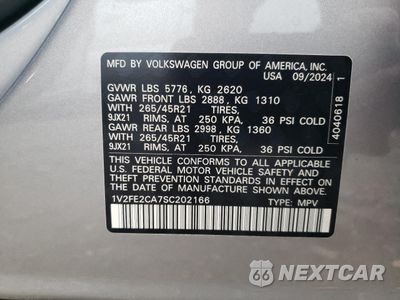 Zdjęcie 13 z 16 samochodu: 2025 VOLKSWAGEN ATLAS CROSS SPORT SEL PREMIUM R-LINE VIN:1V2FE2CA7SC202166 - miniatura