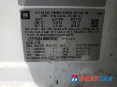 Zdjęcie 13 z 13 samochodu: 2019 BUICK ENVISION PREMIUM VIN:LRBFX3SX1KD065533 - miniatura