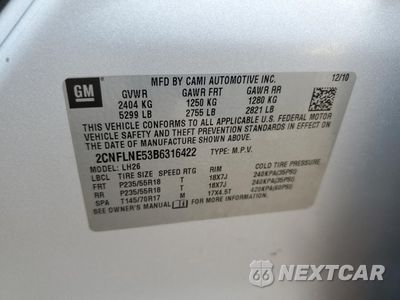 Zdjęcie 13 z 15 samochodu: 2011 CHEVROLET EQUINOX LT VIN:2CNFLNE53B6316422 - miniatura