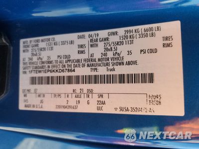 Zdjęcie 12 z 12 samochodu: 2019 FORD F150 SUPERCREW VIN:1FTEW1EP6KKD67864 - miniatura