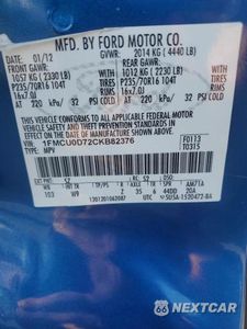 Zdjęcie 12 z 12 samochodu: 2012 FORD ESCAPE SEL VIN:1FMCU0D72CKB82376 - miniatura