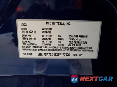 Zdjęcie 12 z 12 samochodu: 2023 TESLA MODEL Y VIN:7SAYGDEEXPA177676 - miniatura