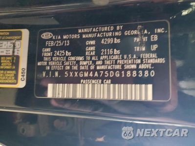 Zdjęcie 12 z 12 samochodu: 2013 KIA OPTIMA LX VIN:5XXGM4A75DG188380 - miniatura