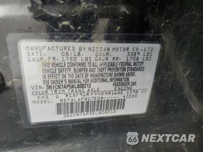 Zdjęcie 12 z 14 samochodu: 2019 NISSAN VERSA S VIN:3N1CN7AP5KL808212 - miniatura