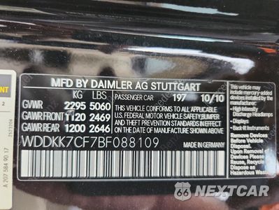 Zdjęcie 12 z 12 samochodu: 2011 MERCEDES-BENZ E 550 VIN:WDDKK7CF7BF088109 - miniatura