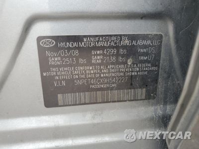 Zdjęcie 12 z 13 samochodu: 2009 HYUNDAI SONATA GLS VIN:5NPET46CX9H542227 - miniatura