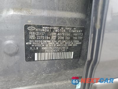 Zdjęcie 13 z 14 samochodu: 2017 HYUNDAI IONIQ LIMITED VIN:KMHC05LC5HU028814 - miniatura