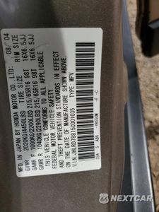 Zdjęcie 13 z 15 samochodu: 2005 HONDA CR-V EX VIN:JHLRD78815C001035 - miniatura