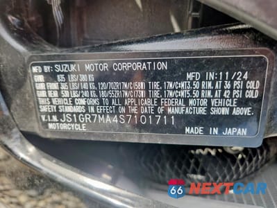 Zdjęcie 9 z 11 samochodu: 2025 SUZUKI GSX-R750 VIN:JS1GR7MA4S7101711 - miniatura