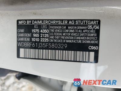 Zdjęcie 12 z 12 samochodu: 2005 MERCEDES-BENZ C 240 VIN:WDBRF61J35F580329 - miniatura