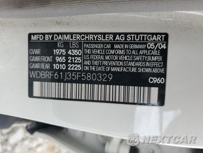 Zdjęcie 12 z 12 samochodu: 2005 MERCEDES-BENZ C 240 VIN:WDBRF61J35F580329 - miniatura