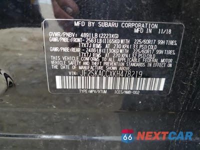 Zdjęcie 13 z 13 samochodu: 2019 SUBARU FORESTER VIN:JF2SKACCXKH478219 - miniatura