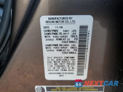 Zdjęcie 13 z 15 samochodu: 2007 INFINITI FX35 VIN:JNRAS08W07X205696 - miniatura