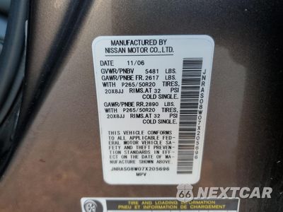 Zdjęcie 13 z 15 samochodu: 2007 INFINITI FX35 VIN:JNRAS08W07X205696 - miniatura