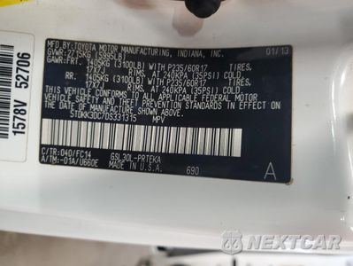 Zdjęcie 14 z 14 samochodu: 2013 TOYOTA SIENNA LE VIN:5TDKK3DC7DS331315 - miniatura