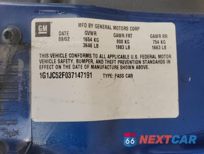 Zdjęcie 12 z 12 samochodu: 2003 CHEVROLET CAVALIER VIN:1G1JC52F037147191 - miniatura