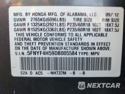 Zdjęcie 13 z 15 samochodu: 2013 HONDA PILOT EXL VIN:5FNYF4H59DB005584 - miniatura