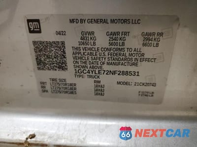 Zdjęcie 12 z 12 samochodu: 2022 CHEVROLET SILVERADO K2500 HEAVY DUTY VIN:1GC4YLE72NF288531 - miniatura