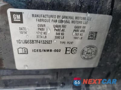 Zdjęcie 13 z 13 samochodu: 2015 CHEVROLET SONIC RS VIN:1G1JG6SB7F4132927 - miniatura