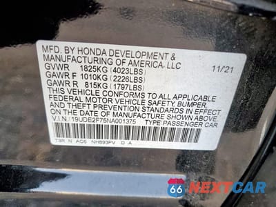 Zdjęcie 12 z 13 samochodu: 2022 ACURA ILX PREMIUM VIN:19UDE2F75NA001375 - miniatura