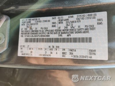 Zdjęcie 13 z 15 samochodu: 2015 FORD ESCAPE TITANIUM VIN:1FMCU9J9XFUB94388 - miniatura