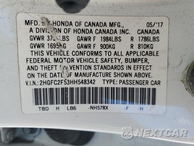 Zdjęcie 12 z 15 samochodu: 2017 HONDA CIVIC LX VIN:2HGFC2F53HH548342 - miniatura