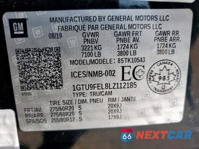 Zdjęcie 12 z 12 samochodu: 2020 GMC SIERRA K1500 DENALI VIN:1GTU9FEL8LZ112185 - miniatura