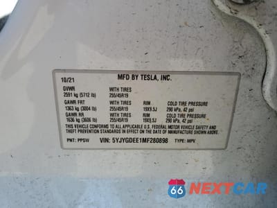 Zdjęcie 13 z 13 samochodu: 2021 TESLA MODEL Y VIN:5YJYGDEE1MF280898 - miniatura