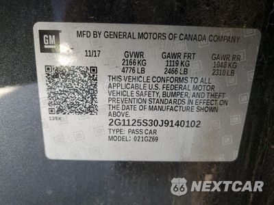 Zdjęcie 12 z 12 samochodu: 2018 CHEVROLET IMPALA PREMIER VIN:2G1125S30J9140102 - miniatura
