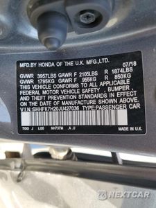Zdjęcie 12 z 15 samochodu: 2018 HONDA CIVIC LX VIN:SHHFK7H20JU427036 - miniatura