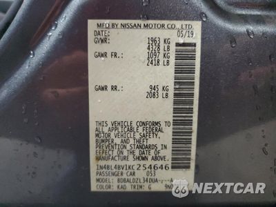 Zdjęcie 13 z 15 samochodu: 2019 NISSAN ALTIMA S VIN:1N4BL4BV1KC254646 - miniatura