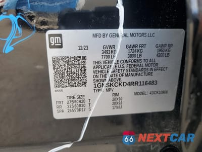 Zdjęcie 14 z 15 samochodu: 2024 CHEVROLET SUBURBAN K1500 LT VIN:1GNSKCKD4RR116483 - miniatura