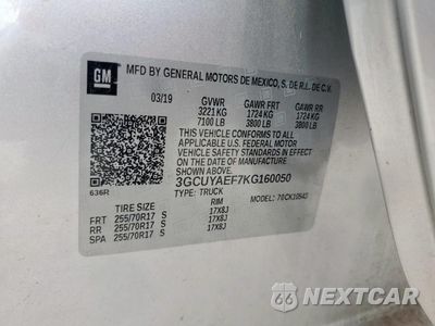Zdjęcie 12 z 12 samochodu: 2019 CHEVROLET SILVERADO K1500 VIN:3GCUYAEF7KG160050 - miniatura