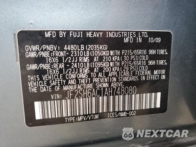 Zdjęcie 13 z 13 samochodu: 2010 SUBARU FORESTER 2.5X VIN:JF2SH6AC1AH748080 - miniatura
