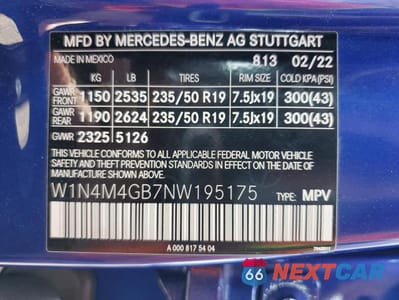 Zdjęcie 14 z 14 samochodu: 2022 MERCEDES-BENZ GLB 250 VIN:W1N4M4GB7NW195175 - miniatura