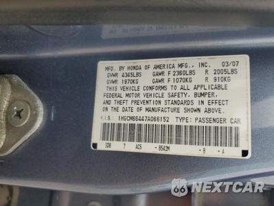 Zdjęcie 12 z 14 samochodu: 2007 HONDA ACCORD SE VIN:1HGCM66447A066152 - miniatura