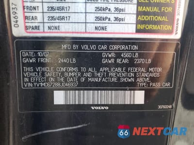 Zdjęcie 12 z 12 samochodu: 2008 VOLVO C70 T5 VIN:YV1MC67288J046937 - miniatura