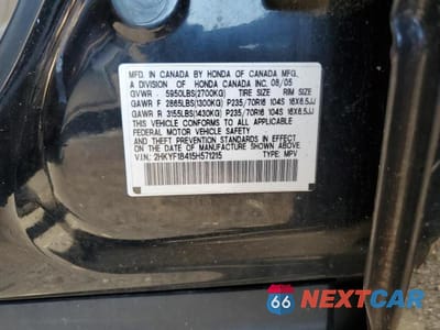 Zdjęcie 12 z 12 samochodu: 2005 HONDA PILOT EX VIN:2HKYF18415H571215 - miniatura