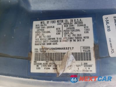 Zdjęcie 12 z 12 samochodu: 1991 FORD F150 VIN:1FTDF15N5MNA83217 - miniatura