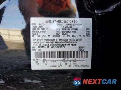 Zdjęcie 13 z 13 samochodu: 2023 FORD EXPLORER LIMITED VIN:1FMSK8FH6PGB23376 - miniatura